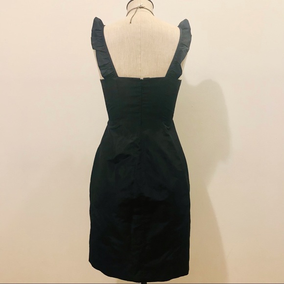 J. Crew black silk taffetas ruffled neckline sundress. Size 00. EUC - Picture 5 of 11
